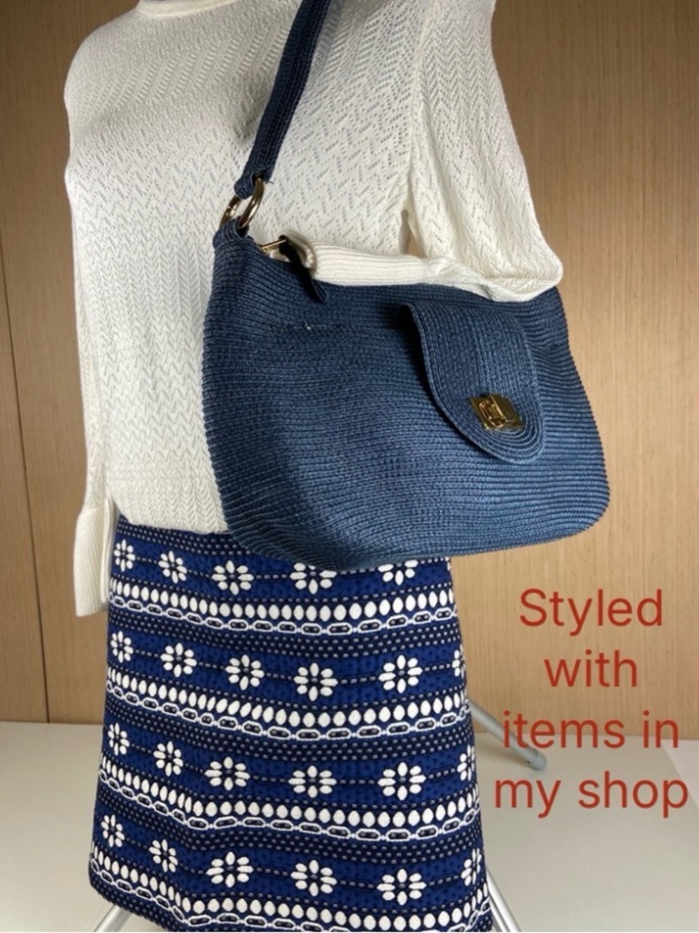 J. Crew Navy and White Floral Knit Mini Skirt - Picture 4 of 15